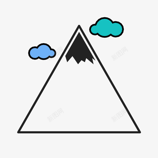 山高雪图标svg_新图网 https://ixintu.com 云 冒险 山 峰 徒步旅行 攀登 远足 雪 高
