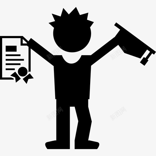 毕业证书和帽子学历学术1图标svg_新图网 https://ixintu.com 学历 学术1 毕业证书和帽子