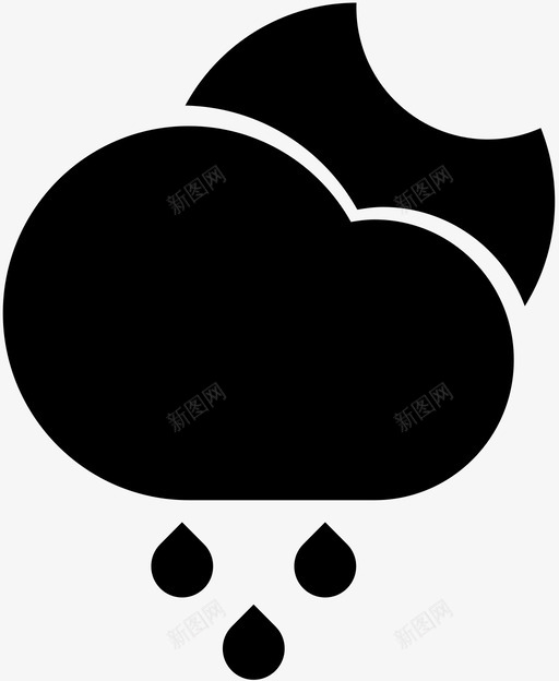 雨夜暴风雨阵雨图标svg_新图网 https://ixintu.com 天气 天气图标 暴风雨 月亮 毛毛雨 薄雾 阵雨 雨 雨夜 黑暗