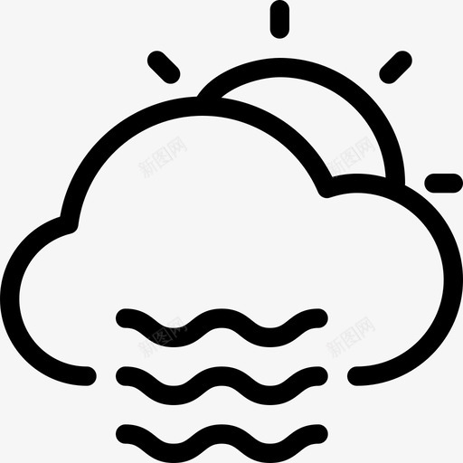 雾天低锋天气图标svg_新图网 https://ixintu.com 一些毛毛雨 低锋 大部分多云 天气 天气线图标 天气预报 太阳 混合天气 部分晴天 雾天