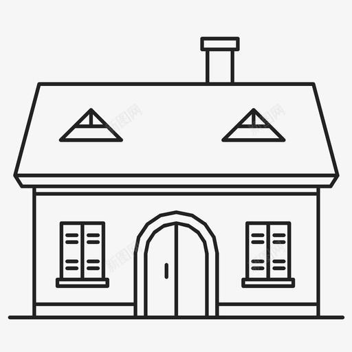 房子建筑物烟囱图标svg_新图网 https://ixintu.com 家 屋顶 建筑物 房子 支柱 烟囱 窗户 财产 门口