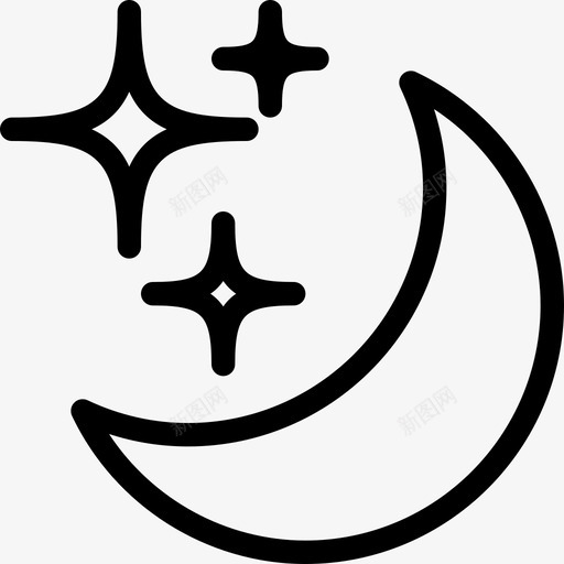 夜晚明亮黑暗图标svg_新图网 https://ixintu.com 光 夜晚 天气 天气线图标 明亮 星星 月亮 预报 黑暗