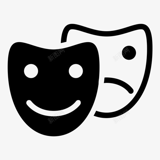 戏剧面具戏剧悲伤图标svg_新图网 https://ixintu.com 快乐 悲伤 情感 戏剧 戏剧面具 服装 配对 阴阳
