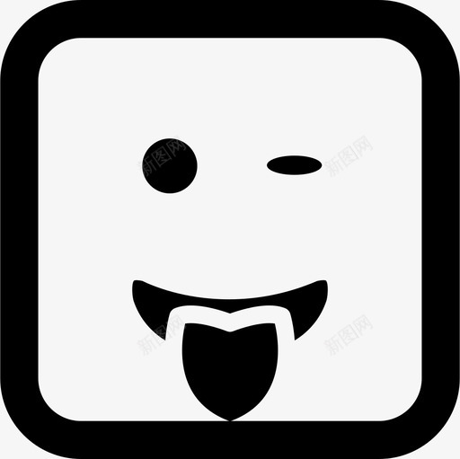 眨眼表情笑脸用舌头伸出嘴巴呈方形圆形轮廓形状界面情绪呈方形图标svg_新图网 https://ixintu.com 情绪呈方形 界面 眨眼表情笑脸用舌头伸出嘴巴呈方形圆形轮廓形状