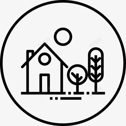 房子树开始图标svg_新图网 https://ixintu.com 分析 地产 建筑 开始 开放 房子 景观 树 点击 花园 酒店和旅游环线
