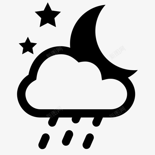 夜雨售出否图标svg_新图网 https://ixintu.com 云 保留 否 售出 夜雨 天气 天气预报 粗体 重 金色