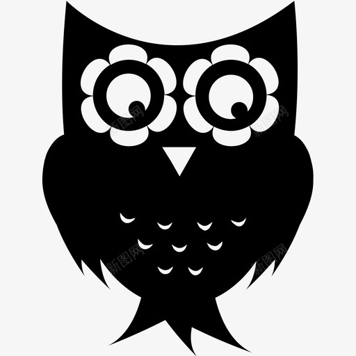 猫头鹰动物鸟图标svg_新图网 https://ixintu.com 俯视 动物 叫声 猫头鹰 猫头鹰鸟 花眼 鸟