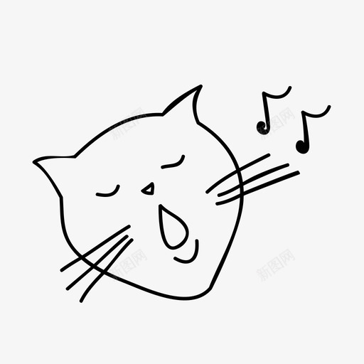 会唱歌的猫动物图标svg_新图网 https://ixintu.com 会唱歌的猫 动物 小猫唱歌