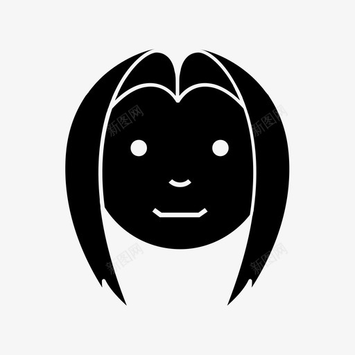 中分中长发直发图标svg_新图网 https://ixintu.com 中分 中心部分 中长发 人形 侧波 发型 女孩 波波 直发 美容
