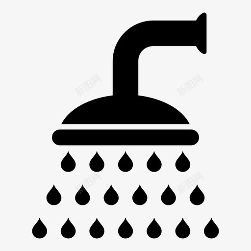 淋浴喷水喷淋图标svg_新图网 https://ixintu.com 卫生 喷水 喷淋 水滴 水龙头 液体流 淋浴 清洁 瀑布