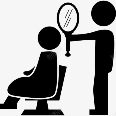 理发师向客户人美发店展示镜子图标图标