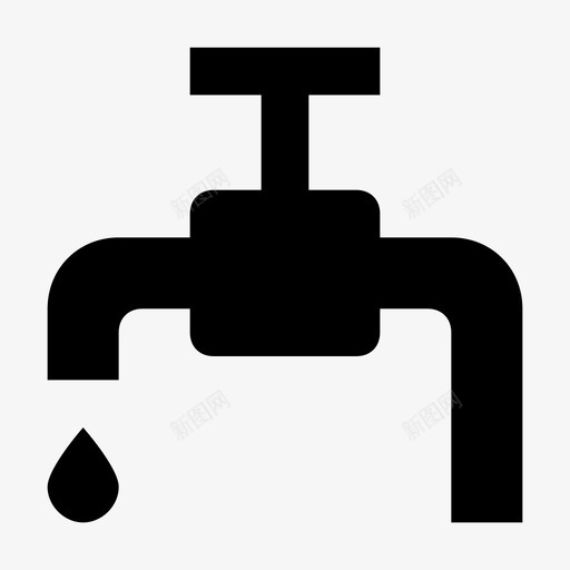 水龙头水龙头阀图标svg_新图网 https://ixintu.com 建筑材料设计图标 旋钮 水 水滴 水管 水龙头 管道 龙头阀