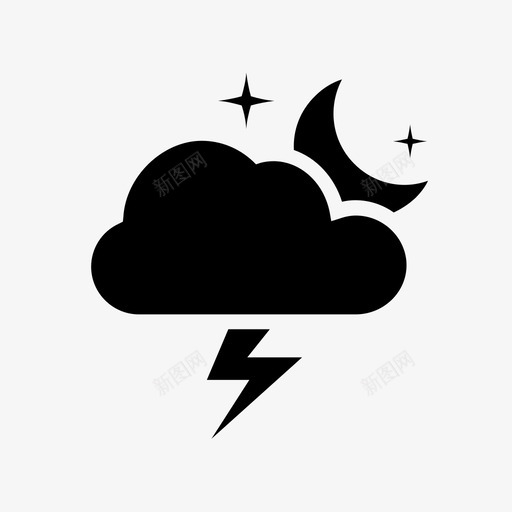 暴风雨之夜雷鸣售出图标svg_新图网 https://ixintu.com 不 售出 大胆 天气 暴风雨之夜 月亮 等待 雷鸣 预报 黄金