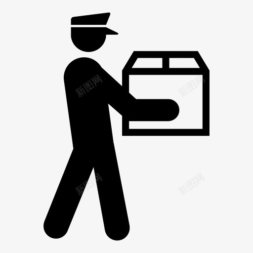 包裹递送装运邮递员图标svg_新图网 https://ixintu.com 上门递送 包裹 包裹递送 大箱子 直接 装运 路边服务 邮递员 重型