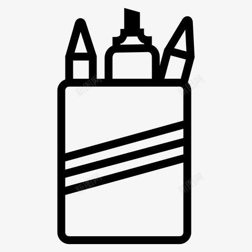 铅笔杯文具素描笔图标svg_新图网 https://ixintu.com 下一个转弯 信号 多个 学校和教育卷1 支架 文具 素描笔 记号笔 铅笔杯