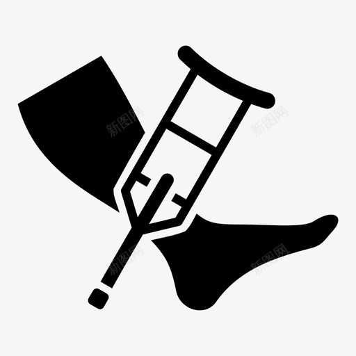 腿和拐杖脚踝援助图标svg_新图网 https://ixintu.com 受伤 援助 断腿 残疾人 脚 脚踝 腿和拐杖 骨折
