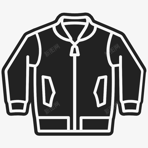 轰炸机夹克绒面革飞行员图标svg_新图网 https://ixintu.com 休闲 军用 战斗机 皮革 穿着 绒面革 轰炸机夹克 飞行员 黑色