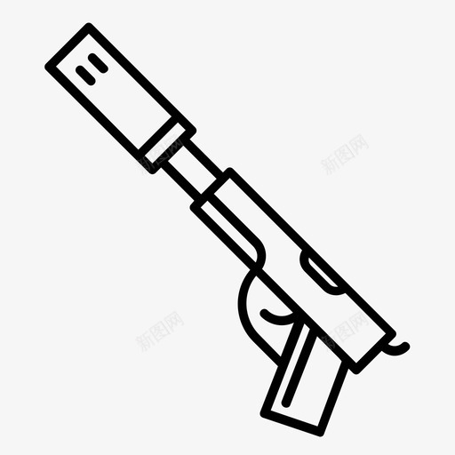 带消音器的枪盔甲砰图标svg_新图网 https://ixintu.com 你应该试试看 守卫 带消音器的枪 枪支 武器 消音器 盔甲 砰 警察