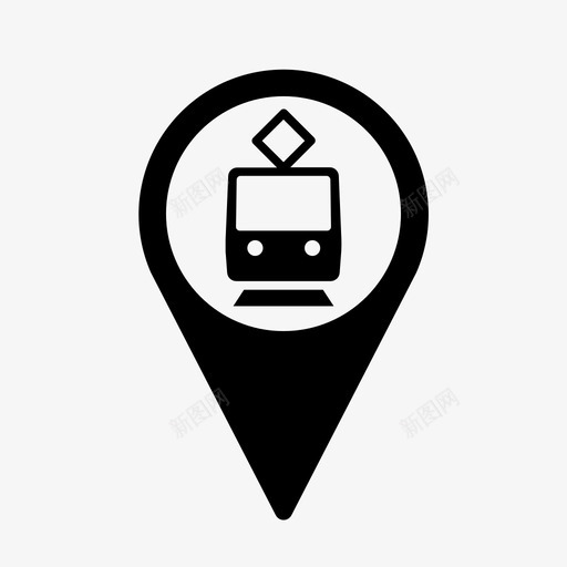 地图标记图标车站轨道连接svg_新图网 https://ixintu.com 位置 公交车站 公共交通 地图指针标记图标 地图标记图标 有轨电车 电车 车站 轨道连接 轻轨电车