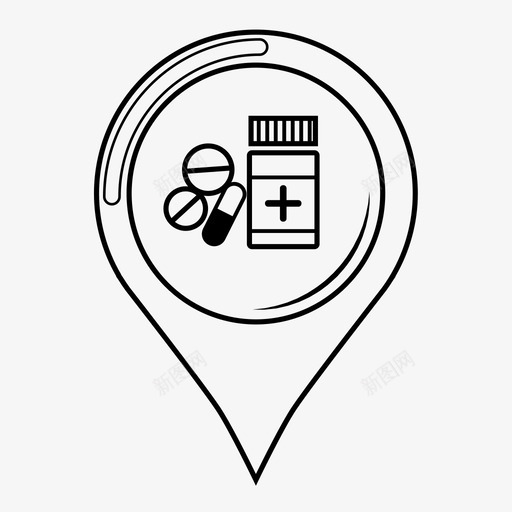 药房医疗建议药片图标svg_新图网 https://ixintu.com 下车 位置 全球定位系统 医疗建议 地图 地图标记1 沃尔格林 皮卡 药房 药片 药物