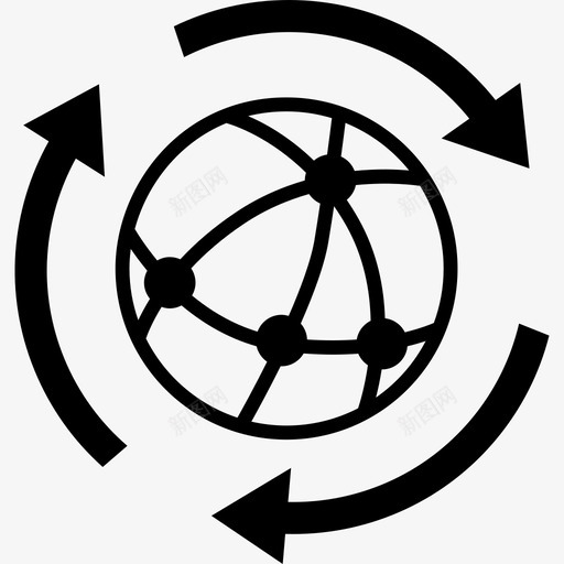 带箭头地球图标的地球网格svg_新图网 https://ixintu.com 地球图标的地球网格 带箭头