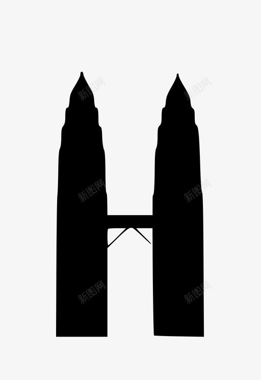马石油双子塔图标svg_新图网 https://ixintu.com 马石油双子塔