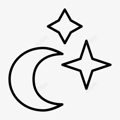 月亮和星星空间天空图标svg_新图网 https://ixintu.com 光 圣洁 夜晚 天气稀薄 天空 宗教 新月 月亮和星星 空间 装饰