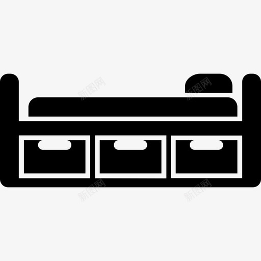 床有三个抽屉工具和用具家居用品图标svg_新图网 https://ixintu.com 家居用品 工具和用具 床设计有三个抽屉