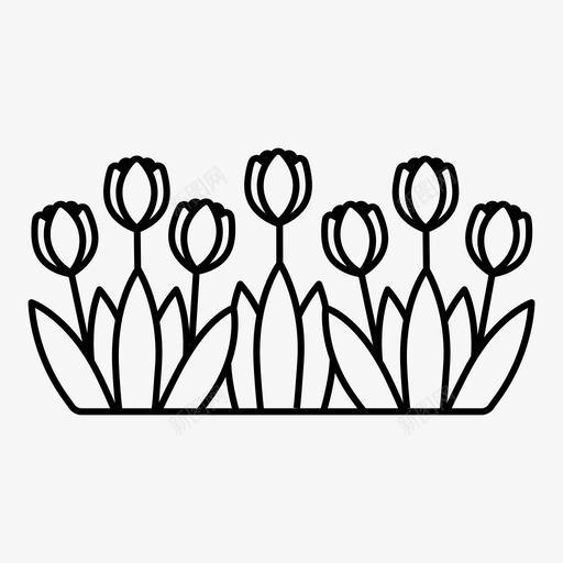 郁金香花花园图标svg_新图网 https://ixintu.com 叶 植物 自然 花 花园 花园大纲3 草 郁金香