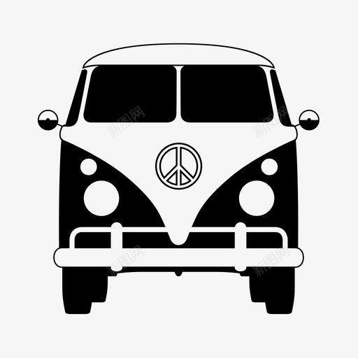 面包车大众潮汐图标svg_新图网 https://ixintu.com 互联网 佳士得 大众 嬉皮车 小型货车 无线 最新技术 汽车 潮汐 运输 面包车