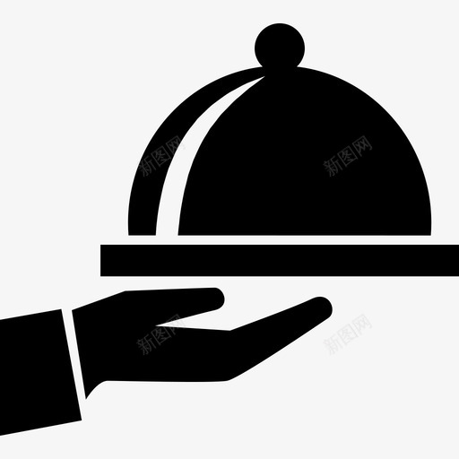酒店客房服务厨房把手上的带盖餐盘图标svg_新图网 https://ixintu.com 厨房把手上的带盖餐盘 酒店客房服务