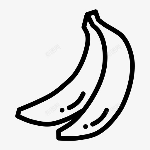 香蕉热带潮汐图标svg_新图网 https://ixintu.com 互联网 健康 冠 无线 束 水果 潮汐 热带 脉冲 蔬菜和水果线 香蕉