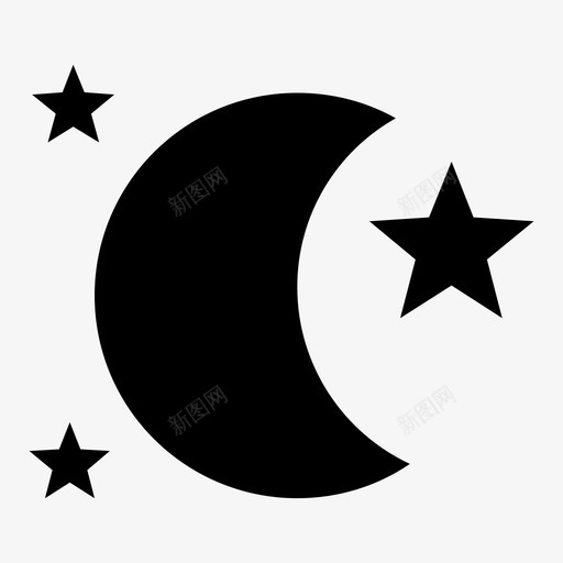 夜美丽明亮图标svg_新图网 https://ixintu.com 夜 寒冷 新月 明亮 星星 月亮 月亮夜的亮度 睡觉 美丽 黑暗