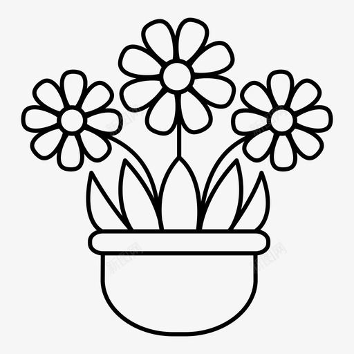 花盆叶子最新技术图标svg_新图网 https://ixintu.com 互联网 冠 叶子 园艺 最新技术 花 花园大纲3 花盆 草地 雏菊 震颤