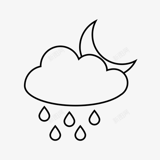 毛毛雨沉闷月亮图标svg_新图网 https://ixintu.com 夜晚 天气 小雨 月亮 毛毛雨 沉闷 潮湿 雨