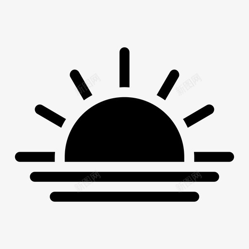 日落海滩美丽图标svg_新图网 https://ixintu.com 傍晚 光线 地平线 大海 天气字形 日落 浪漫 海洋 海滩 美丽