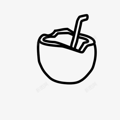 椰子稻草液体图标svg_新图网 https://ixintu.com 夏威夷 手绘 椰子 水 水化 水果 液体 稻草 终极夏季收藏 酒精 鸡尾酒