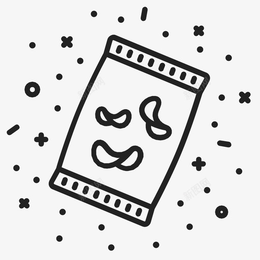 薯片烧烤脆皮图标svg_新图网 https://ixintu.com 包装 咸味 水壶煮熟 烧烤 脆皮 薯片 零食