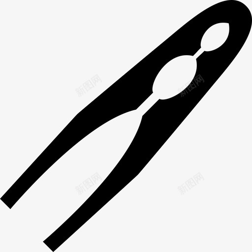 厨房镊子在对角线位置的轮廓工具和器具图标svg_新图网 https://ixintu.com 厨房镊子在对角线位置的轮廓 工具和器具
