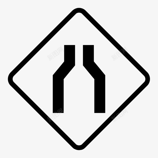 道路变窄美国旅行图标svg_新图网 https://ixintu.com 减速 小心 旅行 标志 美国 美国路标 警告 路标 路线 道路变窄 驾驶