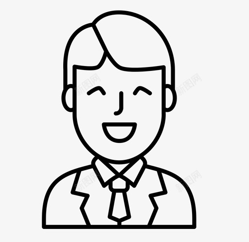男领带个人资料图标svg_新图网 https://ixintu.com 个人资料 办公室 头像 夹克 用户 男 男孩 线路头像 脸 领带