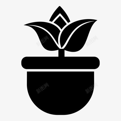 盆栽植物种子不图标svg_新图网 https://ixintu.com 不 保存 出售 园艺 生长 盆栽植物 种子 粗体 花园雕文3 黄金