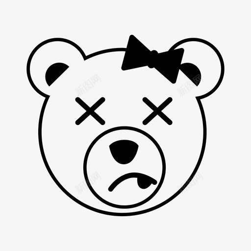 死亡熊眼睛闭上图标svg_新图网 https://ixintu.com 填充 悲伤 撕扯 死亡 泰迪 熊 熊情感图标 玩 眼睛闭上
