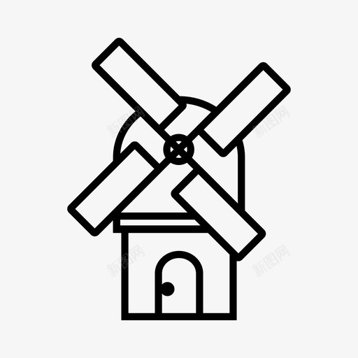 风车空间场所图标svg_新图网 https://ixintu.com 区域 场所 工业 工厂 空间 粉碎机 粮食 终极建筑收藏 面粉 风车