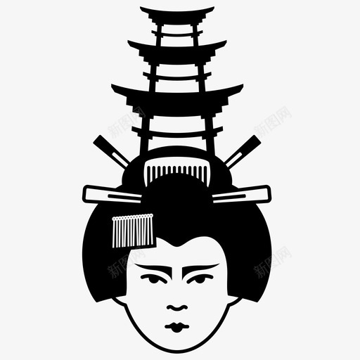 艺妓美容文化图标svg_新图网 https://ixintu.com 传统 化妆 女性 文化 日本 美容 艺妓