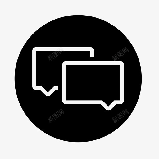 对话信息交互图标svg_新图网 https://ixintu.com 交互 信息 对话 文本 气泡 聊天信息 黑色圆形网络图标