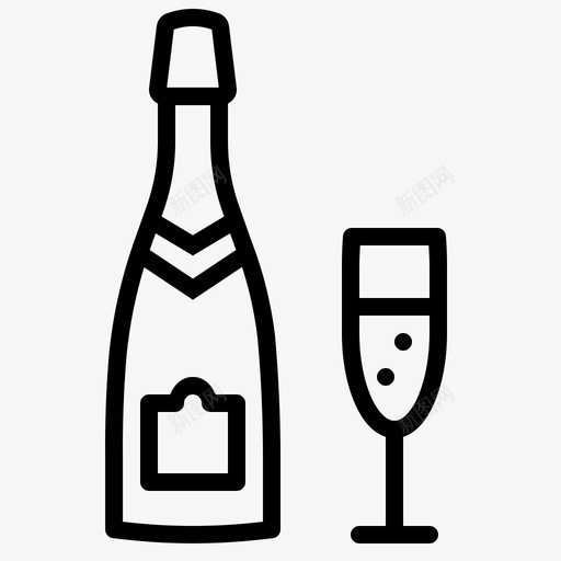 香槟吐司起泡酒图标svg_新图网 https://ixintu.com 吐司 庆祝 新年 派对 玻璃杯 起泡酒 酒瓶 饮料 香槟
