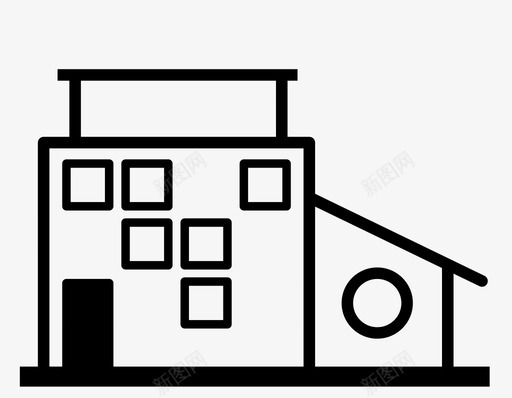 现代住宅建筑城堡图标svg_新图网 https://ixintu.com 住宅 城堡 建筑 现代住宅 窗户 联排别墅