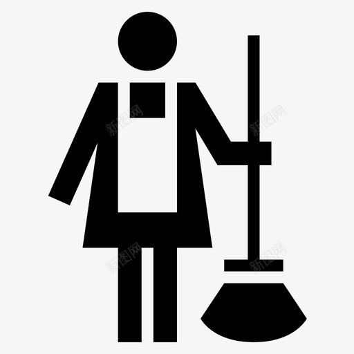女佣清洁工帮手图标svg_新图网 https://ixintu.com 人体象形文字 女佣 帮手 清扫工 清洁工 看门人