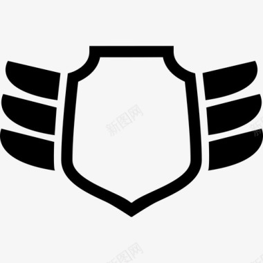 有翅膀形状奖品的象征性盾牌图标图标